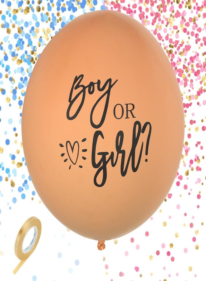 BLOOMWIN Beige Gender Reveal Balloon 36 inch - Boy or Girl Balloon with Pink and Blue Confetti - Gender Reveal Decorations Neutral Colors Bear Baby Shower - Image 1